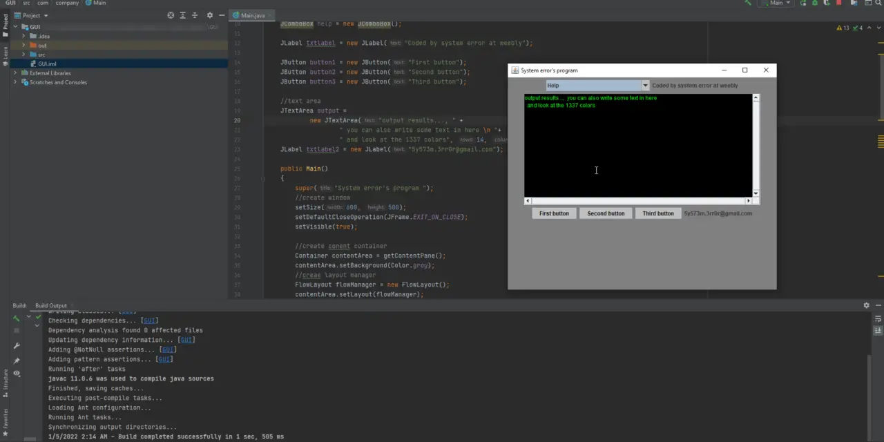 Java Swing GUI Example Program