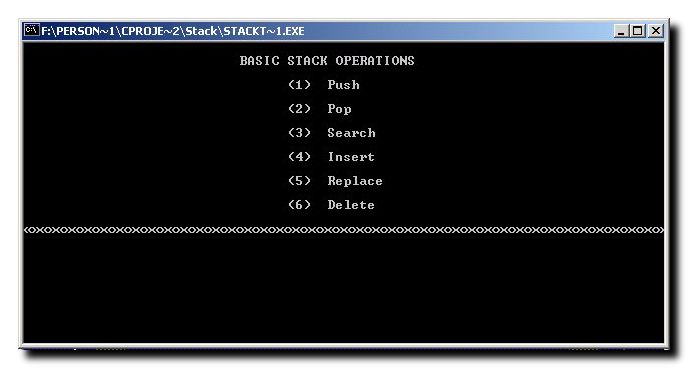 Stack implementation in text mode